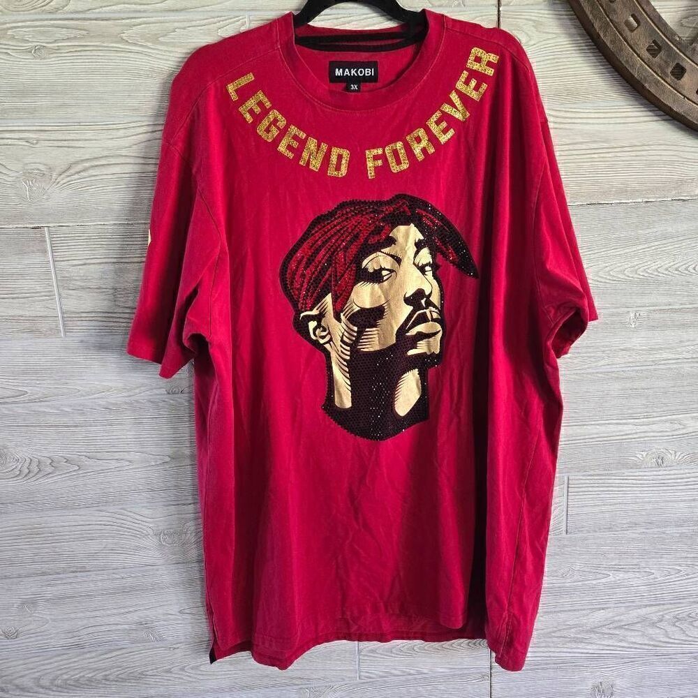Makobi Tupac Legend Forever Studded Shirt Mens SZ 3x 96